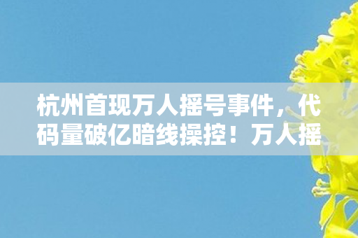 杭州首现万人摇号事件，代码量破亿暗线操控！万人摇号现场竟让社恐指挥官头皮发麻