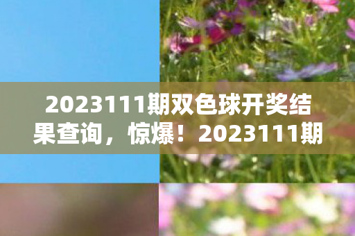 2023111期双色球开奖结果查询,惊爆!2023111期双色球开奖暗藏3亿猫腻,赌狗们又上头了? 2023111期双色球开奖结果查询,惊爆!2023111期双色球开奖暗藏3亿猫腻,赌狗们又上头了?