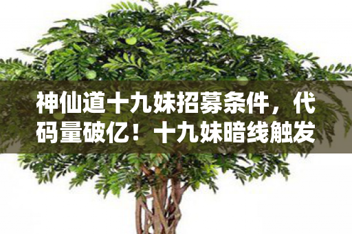 神仙道十九妹招募条件,代码量破亿!十九妹暗线触发量子头皮发麻模式,赛博修仙新纪元 神仙道十九妹招募条件,代码量破亿!十九妹暗线触发量子头皮发麻模式,赛博修仙新纪元