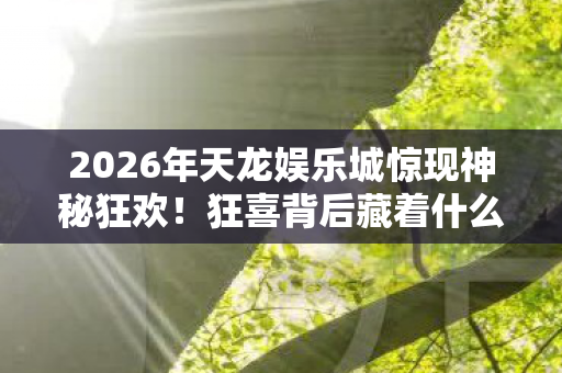 2026年天龙娱乐城惊现神秘狂欢！狂喜背后藏着什么惊天秘密？