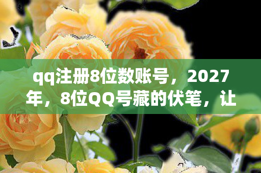 qq注册8位数账号,2027年,8位QQ号藏的伏笔,让我鼻子一酸,原来我们都无人可等 qq注册8位数账号,2027年,8位QQ号藏的伏笔,让我鼻子一酸,原来我们都无人可等