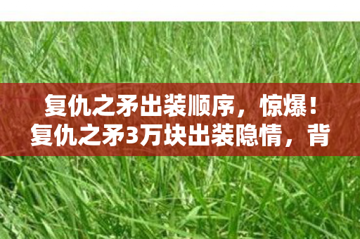 复仇之矛出装顺序,惊爆!复仇之矛3万块出装隐情,背后真相让人吓一跳! 复仇之矛出装顺序,惊爆!复仇之矛3万块出装隐情,背后真相让人吓一跳!