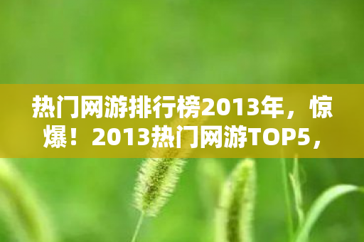 热门网游排行榜2013年,惊爆!2013热门网游TOP5,哪款让你热血沸腾到失眠? 热门网游排行榜2013年,惊爆!2013热门网游TOP5,哪款让你热血沸腾到失眠?
