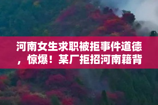 河南女生求职被拒事件道德，惊爆！某厂拒招河南籍背后竟藏500万隐情，真相让人吓一跳！