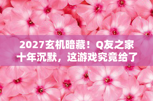 2027玄机暗藏！Q友之家十年沉默，这游戏究竟给了我什么？