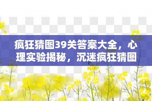 疯狂猜图39关答案大全,心理实验揭秘,沉迷疯狂猜图39关,多巴胺陷阱细思极恐 疯狂猜图39关答案大全,心理实验揭秘,沉迷疯狂猜图39关,多巴胺陷阱细思极恐
