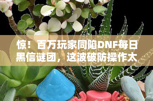 惊!百万玩家同陷DNF每日黑信谜团,这波破防操作太意外! 惊!百万玩家同陷DNF每日黑信谜团,这波破防操作太意外!