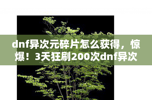 dnf异次元碎片怎么获得,惊爆!3天狂刷200次dnf异次元碎,这酸爽体验谁懂啊! dnf异次元碎片怎么获得,惊爆!3天狂刷200次dnf异次元碎,这酸爽体验谁懂啊!