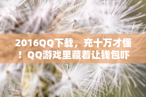 2016QQ下载,充十万才懂!QQ游戏里藏着让钱包吓一跳的隐情消费黑洞 2016QQ下载,充十万才懂!QQ游戏里藏着让钱包吓一跳的隐情消费黑洞
