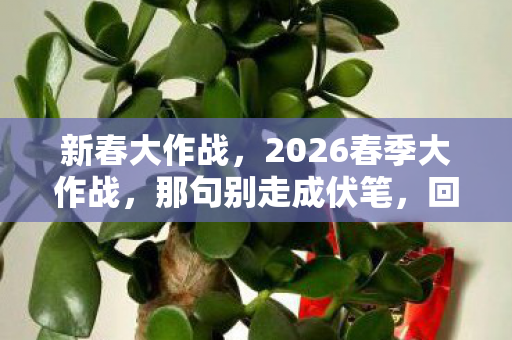 新春大作战,2026春季大作战,那句别走成伏笔,回忆涌来鼻子一酸 新春大作战,2026春季大作战,那句别走成伏笔,回忆涌来鼻子一酸