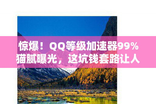 惊爆！QQ等级加速器99%猫腻曝光，这坑钱套路让人直呼上头！