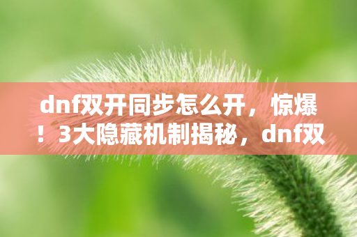 dnf双开同步怎么开,惊爆!3大隐藏机制揭秘,dnf双开同步竟藏着开发组的终极秘密? dnf双开同步怎么开,惊爆!3大隐藏机制揭秘,dnf双开同步竟藏着开发组的终极秘密?