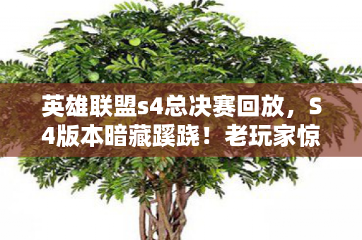 英雄联盟s4总决赛回放，S4版本暗藏蹊跷！老玩家惊呼，这玩法竟藏着十年轮回伏笔！
