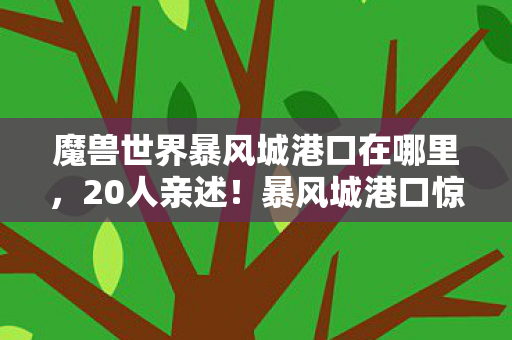 魔兽世界暴风城港口在哪里,20人亲述!暴风城港口惊现时空裂隙?玩家集体绷不住! 魔兽世界暴风城港口在哪里,20人亲述!暴风城港口惊现时空裂隙?玩家集体绷不住!