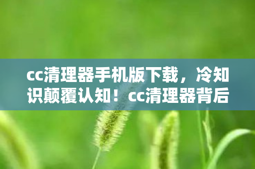 cc清理器手机版下载，冷知识颠覆认知！cc清理器背后竟藏着让玩家目瞪口呆的秘密