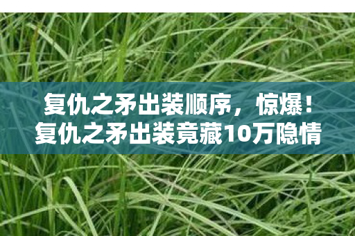 复仇之矛出装顺序,惊爆!复仇之矛出装竟藏10万隐情,这真相让人吓一跳! 复仇之矛出装顺序,惊爆!复仇之矛出装竟藏10万隐情,这真相让人吓一跳!