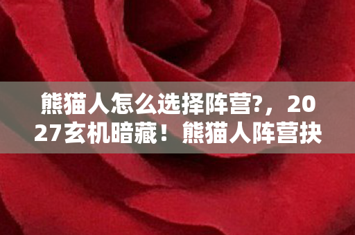 熊猫人怎么选择阵营?，2027玄机暗藏！熊猫人阵营抉择背后的沉默真相