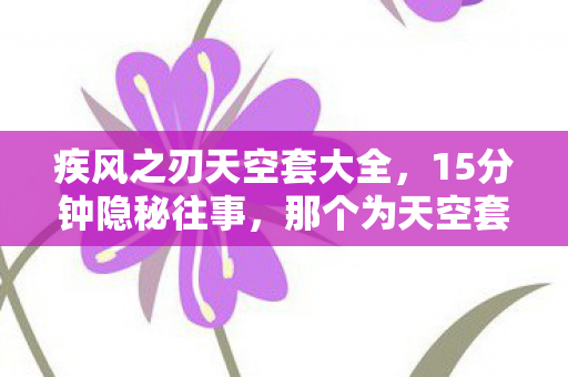 疾风之刃天空套大全，15分钟隐秘往事，那个为天空套哽咽的少年，如今还在吗？