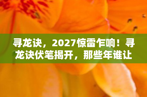 寻龙诀,2027惊雷乍响!寻龙诀伏笔揭开,那些年谁让你鼻子一酸? 寻龙诀,2027惊雷乍响!寻龙诀伏笔揭开,那些年谁让你鼻子一酸?
