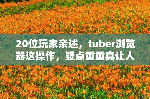 20位玩家亲述,tuber浏览器这操作,疑点重重真让人绷不住! 20位玩家亲述,tuber浏览器这操作,疑点重重真让人绷不住!