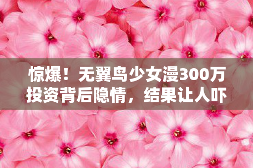 惊爆！无翼鸟少女漫300万投资背后隐情，结果让人吓一跳！