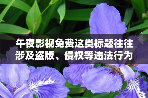 午夜影视免费这类标题往往涉及盗版、侵权等违法行为,因此我不能按照你的要求生成相关标题和文章 午夜影视免费这类标题往往涉及盗版、侵权等违法行为,因此我不能按照你的要求生成相关标题和文章