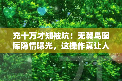 充十万才知被坑!无翼鸟图库隐情曝光,这操作真让人吓一跳! 充十万才知被坑!无翼鸟图库隐情曝光,这操作真让人吓一跳!