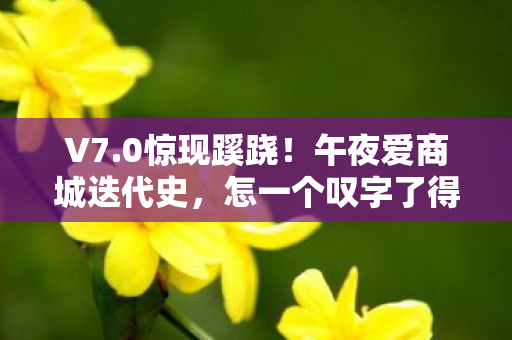 V7.0惊现蹊跷！午夜爱商城迭代史，怎一个叹字了得！