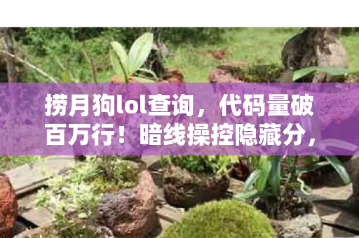 捞月狗lol查询,代码量破百万行!暗线操控隐藏分,这操作让人头皮发麻! 捞月狗lol查询,代码量破百万行!暗线操控隐藏分,这操作让人头皮发麻!
