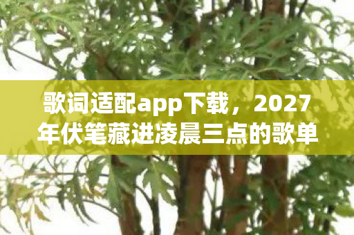 歌词适配app下载,2027年伏笔藏进凌晨三点的歌单,她一句等你让我鼻子一酸 歌词适配app下载,2027年伏笔藏进凌晨三点的歌单,她一句等你让我鼻子一酸