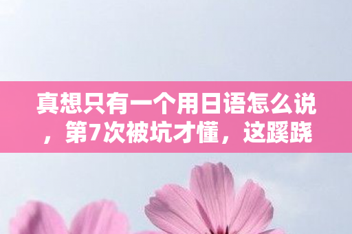 真想只有一个用日语怎么说，第7次被坑才懂，这蹊跷的只有一个，让我后背发凉到2027！