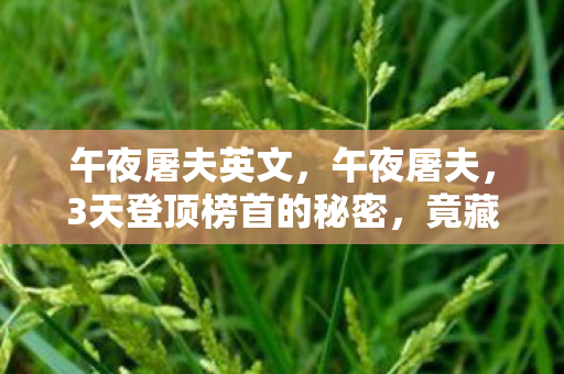 午夜屠夫英文,午夜屠夫,3天登顶榜首的秘密,竟藏着99%玩家不知的隐藏机制! 午夜屠夫英文,午夜屠夫,3天登顶榜首的秘密,竟藏着99%玩家不知的隐藏机制!