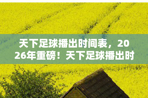 天下足球播出时间表,2026年重磅!天下足球播出时间大揭秘,第X期藏何惊喜? 天下足球播出时间表,2026年重磅!天下足球播出时间大揭秘,第X期藏何惊喜?