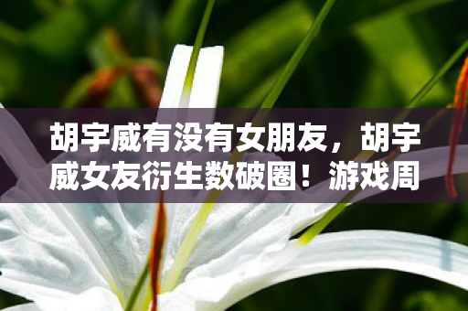 胡宇威有没有女朋友，胡宇威女友衍生数破圈！游戏周边堆出次元壁，这波操作意想不到！