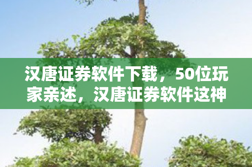 汉唐证券软件下载,50位玩家亲述,汉唐证券软件这神操作疑点,真让人绷不住! 汉唐证券软件下载,50位玩家亲述,汉唐证券软件这神操作疑点,真让人绷不住!